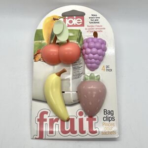 Joie Fruit Shaped Bag Clips 4 Pieces Multicolor Cherry Grapes Banana Strawberry